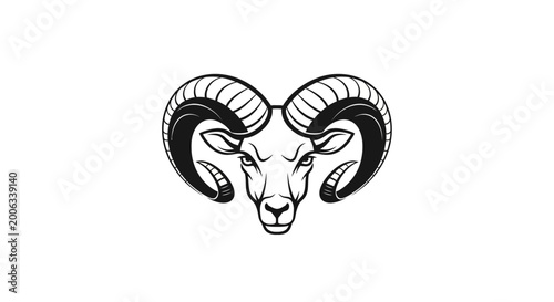Ram Head Silhouette Vector Icon, Aries Symbol, Zodiac Sign