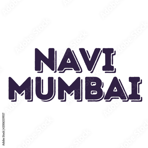 Canvas Print Navi Mumbai bold dark purple distressed handcrafted font typography on white bac