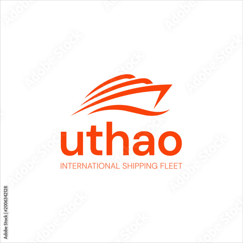 Uthao International Shipping Fleet Logo with Abstract Ship and Wave Illustration