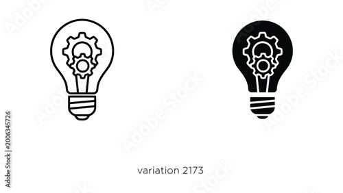 Photos Light bulb icon set with integrated mechanical gears for creative innovation and