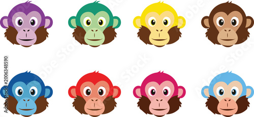 Photography Colorful monkey faces a vibrant collection of primate portraits