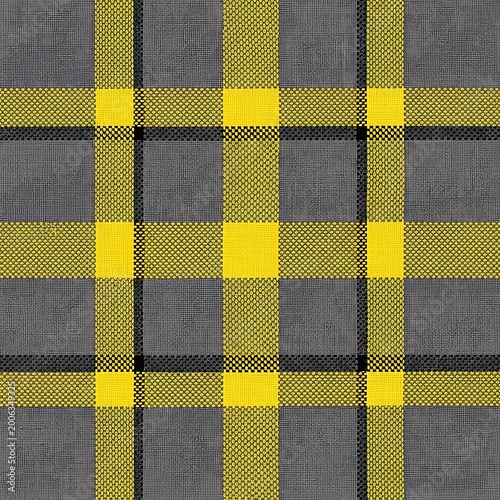 Vibrant Yellow and Grey Plaid Pattern for Textile and Graphic Design