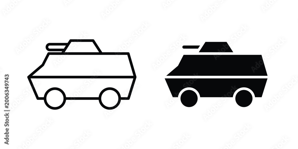 Fototapeta premium Armored vehicle icon design. Editable Stroke. Isolated on white background