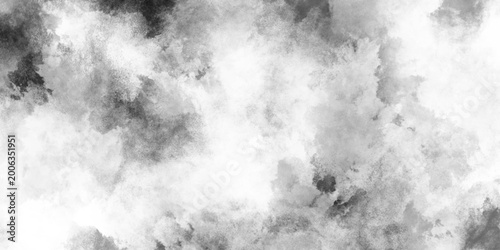 Foto Dramatic black smoke and cloud formation, bizarre forms of white powder explosion cloud against black background, cement wall modern style background and texture