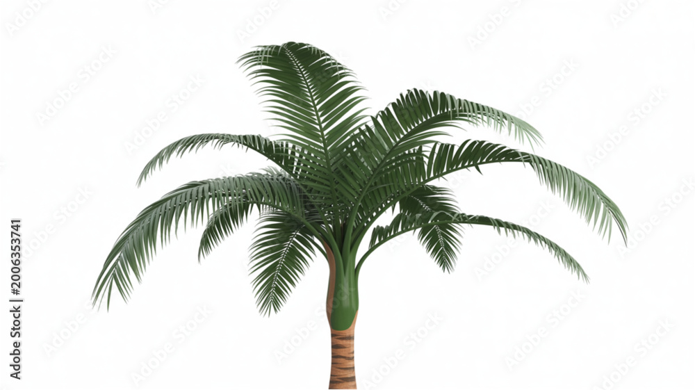 Obraz premium Close-up of tall green palm tree with lush fronds standing upright Vector