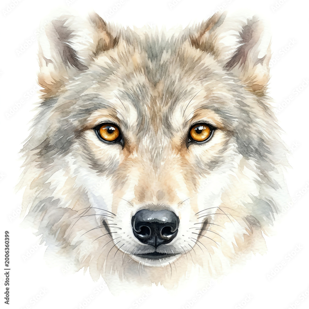 Fototapeta premium Whimsical Watercolor Wolf Painting Design
