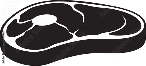 Steak, beef cut, meat icon, black silhouette, vector graphic