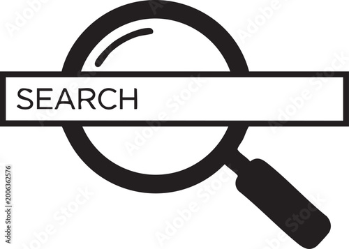 Fotografie Magnifying glass, search icon, vector magnifying glass, search bar