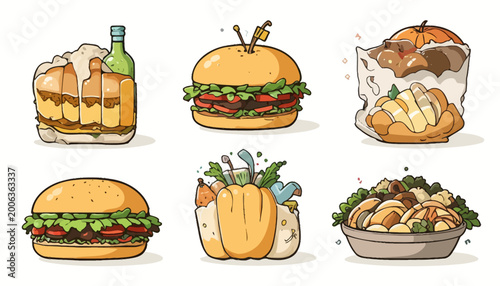set of  fast food vector