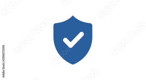 Blue shield with white checkmark icon.