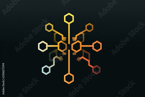 Molecular structure, chemistry symbols, science illustration, hexagon shapes