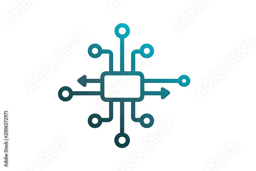 Technology, circuit board, microchip, connections, blue gradient icon