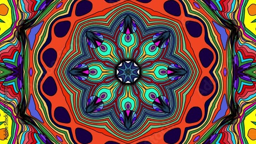 Vibrant kaleidoscope pattern with colorful abstract geometric shapes