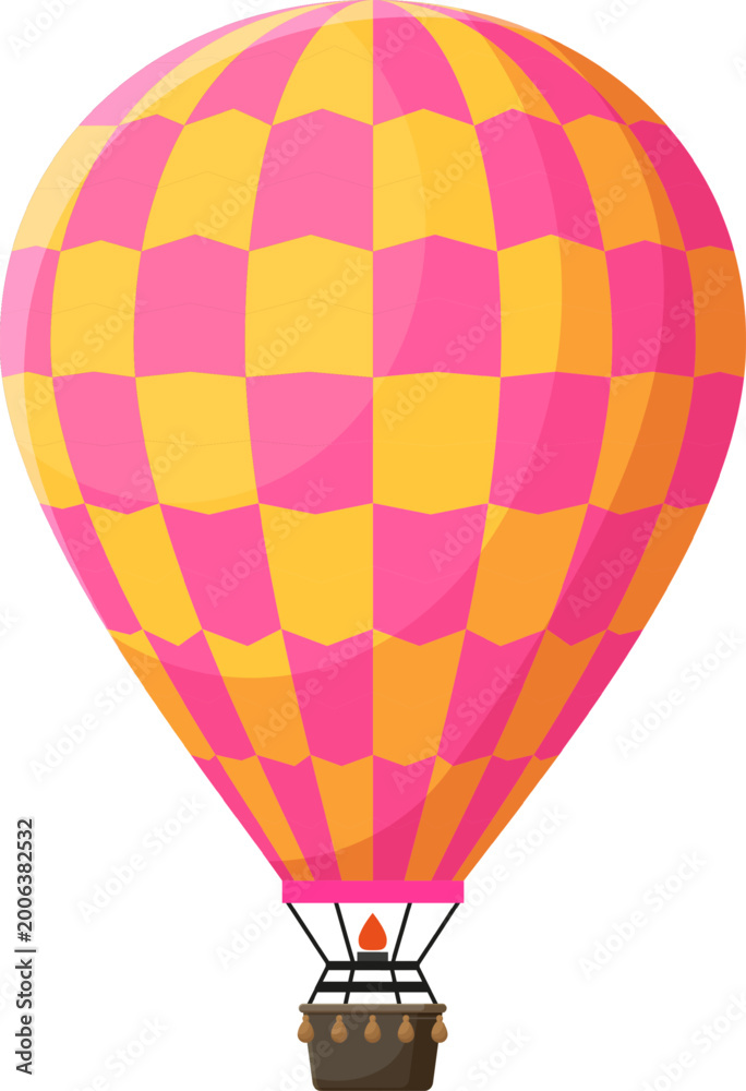 Fototapeta premium Hot air balloon with checkered pattern representing travel and freedom