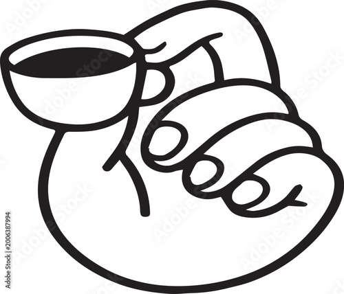 Coffee Cup Illustration – Stylized Hand Holding Espresso