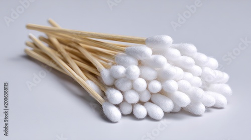 Cotton swabs rest on white. A clean, healthy item.