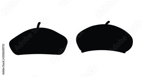 Konstfotografi Two black berets isolated on a white background silhouette