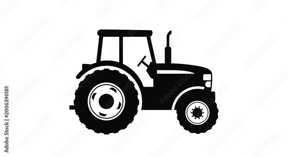 Obraz premium Tractor silhouette against a white background isolated farm vehicle silhouette