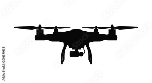 Konstfotografi Drone with camera black silhouette on a white background