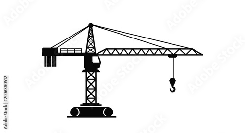 Cuadro en lienzo Tower crane silhouette against a white background high quality professional