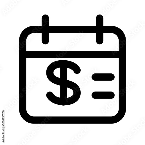 Financial calendar icon, money calendar symbol, dollar calendar sign, financial planning vector