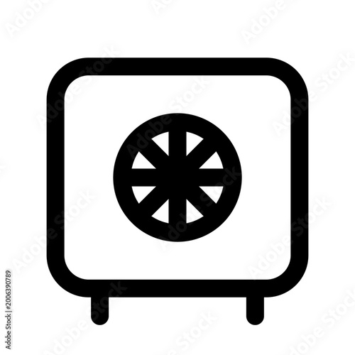 Safe, security, vault, icon, symbol, black, white, illustration