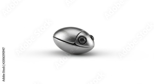 Silver metallic whisk with a single loop on a white background kitchen tool utensil