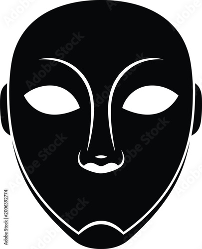 Obraz na płótnie Striking black and white african tribal mask illustration
