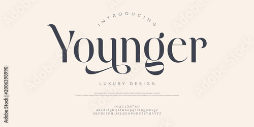 Younger, Classic lettering minimal fashion designs. Typography modern serif fonts 