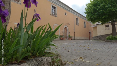 Historic center of the small village of Castel San Vincenzo with ancient stone houses, Molise, Italy
