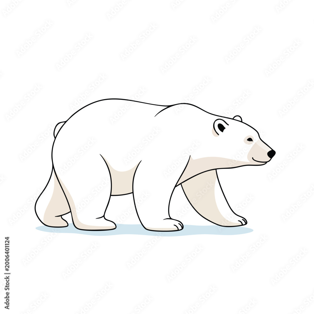 Fototapeta premium Cartoon Illustration of a Cute Walking Polar Bear.