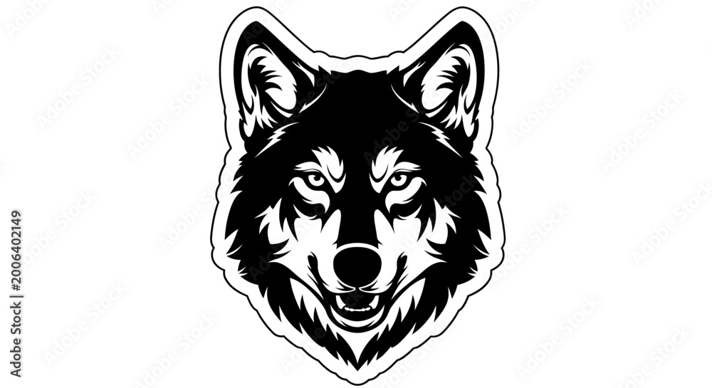 Fototapeta premium Wolf Head Silhouette Vector Graphic - Fierce Animal Icon