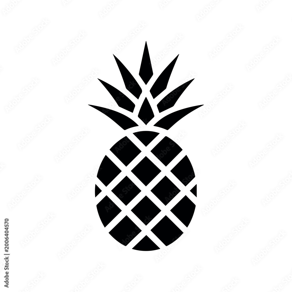 Obraz premium Minimalist Pineapple Vector Icon Isolated on White Background