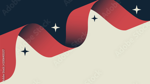 Φωτογραφία Modern Abstract USA Flag Background with Wavy Shapes and Stars