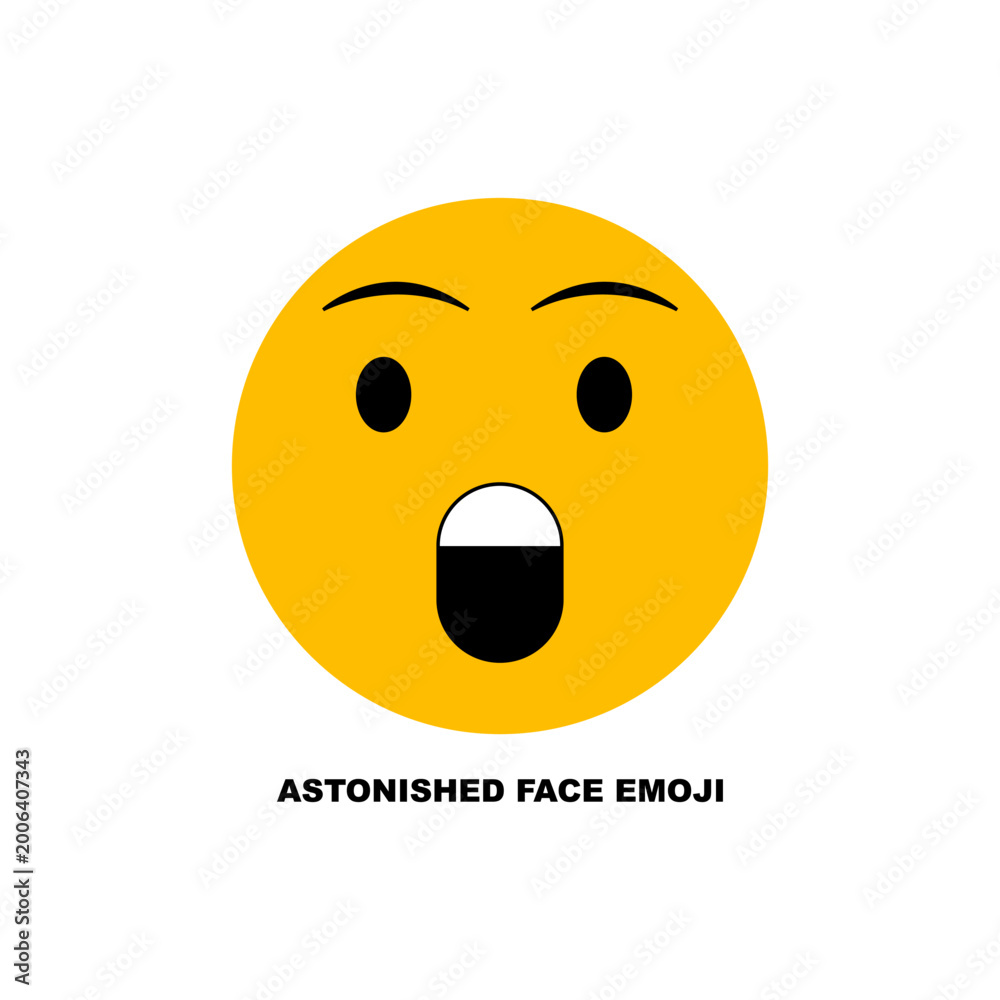 Fototapeta premium Yellow Astonished Emoji Face with Wide Eyes and Open Mouth Showing Surprise
