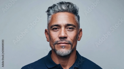 portrait of a mature man with gray hair and a goatee, looking at the camera