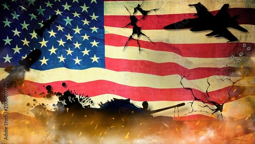 Cuadro en lienzo War and armed conflict threaten peace in the United States