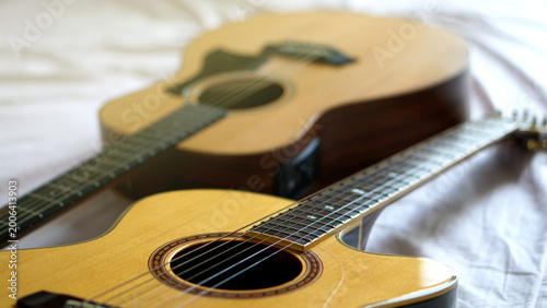 acoustic guitar macro abstract , Used to play music and notes