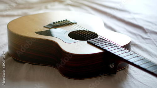 acoustic guitar macro abstract , Used to play music and notes