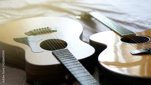 acoustic guitar macro abstract , Used to play music and notes