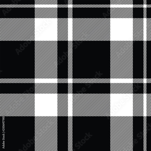 Thanksgiving texture background fabric, paisley seamless check tartan. Kitchen plaid pattern textile vector in black and white colors.