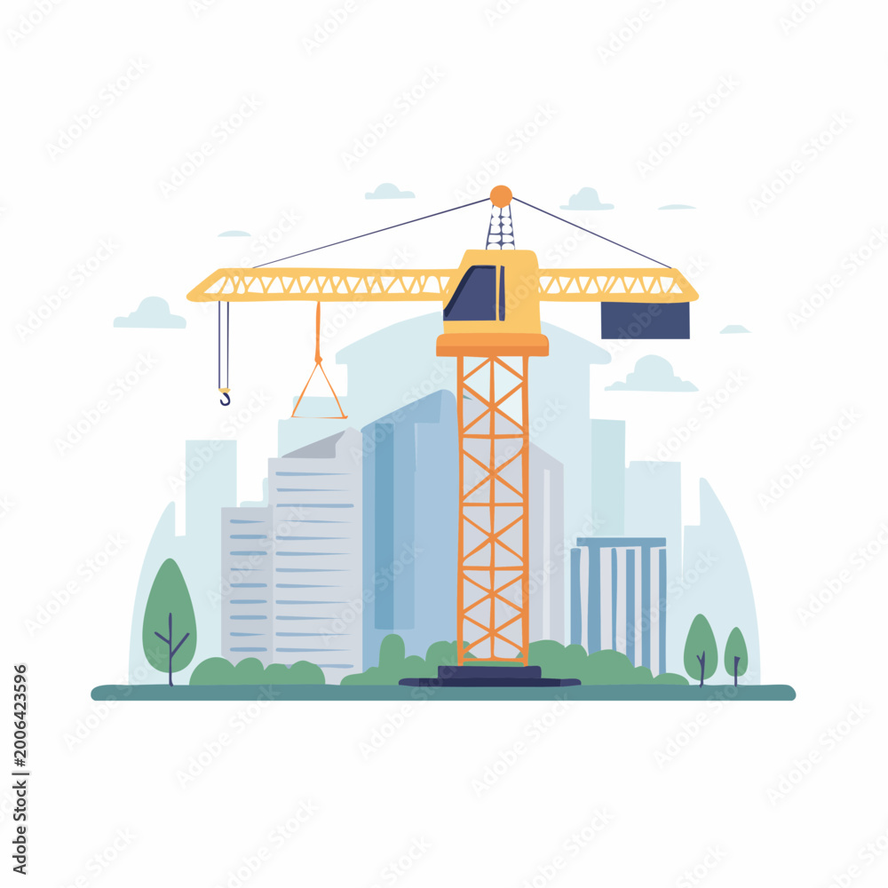 Obraz premium Construction Crane in Cityscape with Buildings