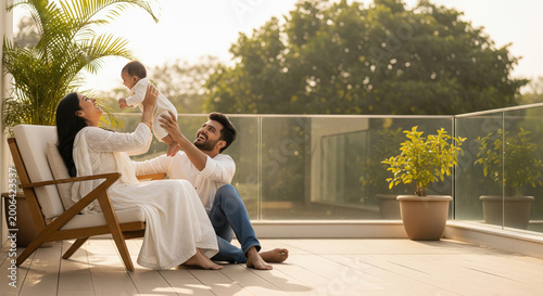 happy indian family enjoying together at home