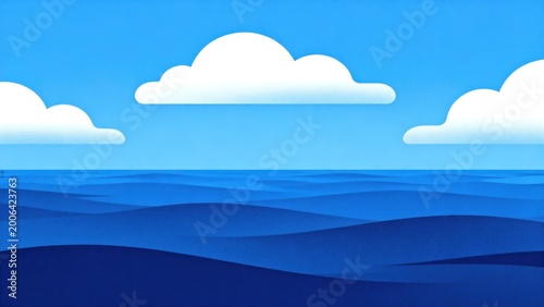 Blue ocean with white clouds