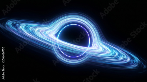 Φωτογραφία 4k Ultra HD Blue Black Hole in Deep Space with Glowing Accretion Disk and Cosmic