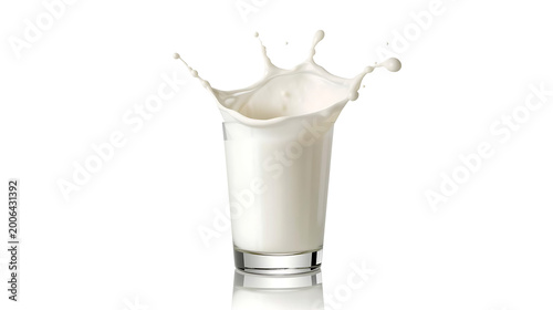 Milk splashing in glass with liquid dynamics