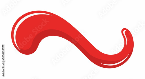 A flowing red ribbon with glossy highlights curves across a white background