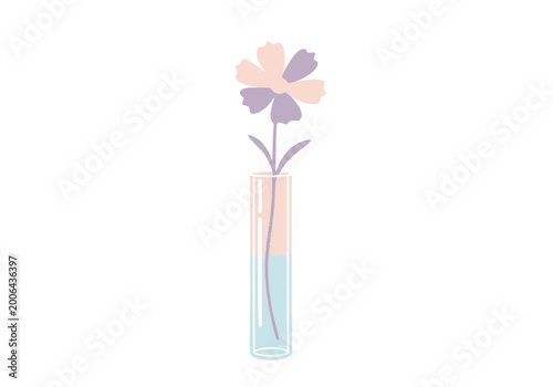 Картината върху платно Minimalist flat design illustration of a delicate single blossom in a transparen