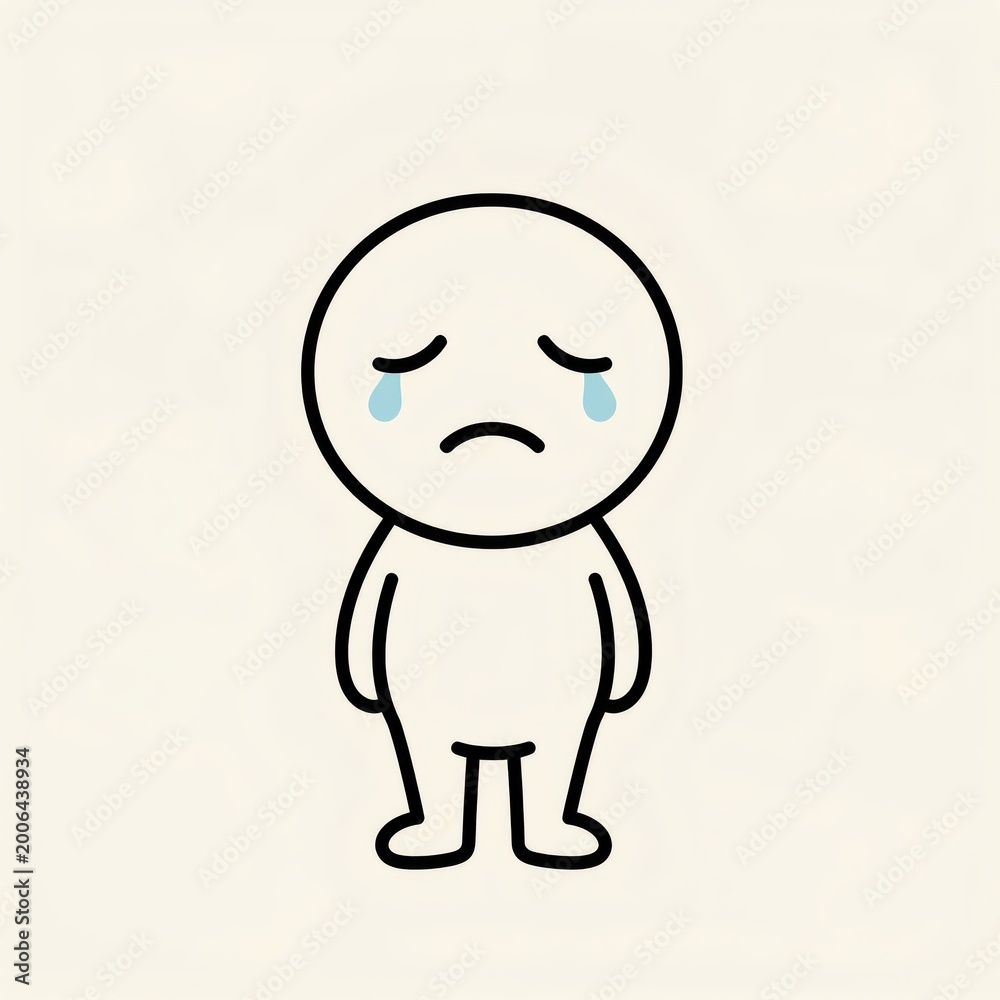 Fototapeta premium Sad Face Emotion Icon Illustration on Plain Background