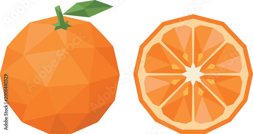 Billede på lærred Low Poly Orange and Slice